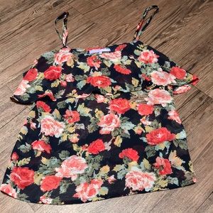 Lulu’s xs sheer ruffle tank